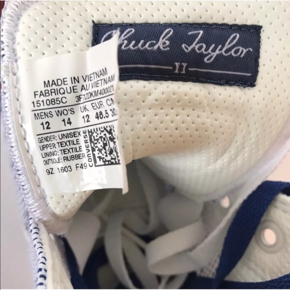 CONVERSE Chuck Taylor Hi Top Sneakers M12 W14 Blue White Stripe - Picture 7 of 9